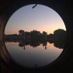 The Billet - porthole view as the day comes to an end